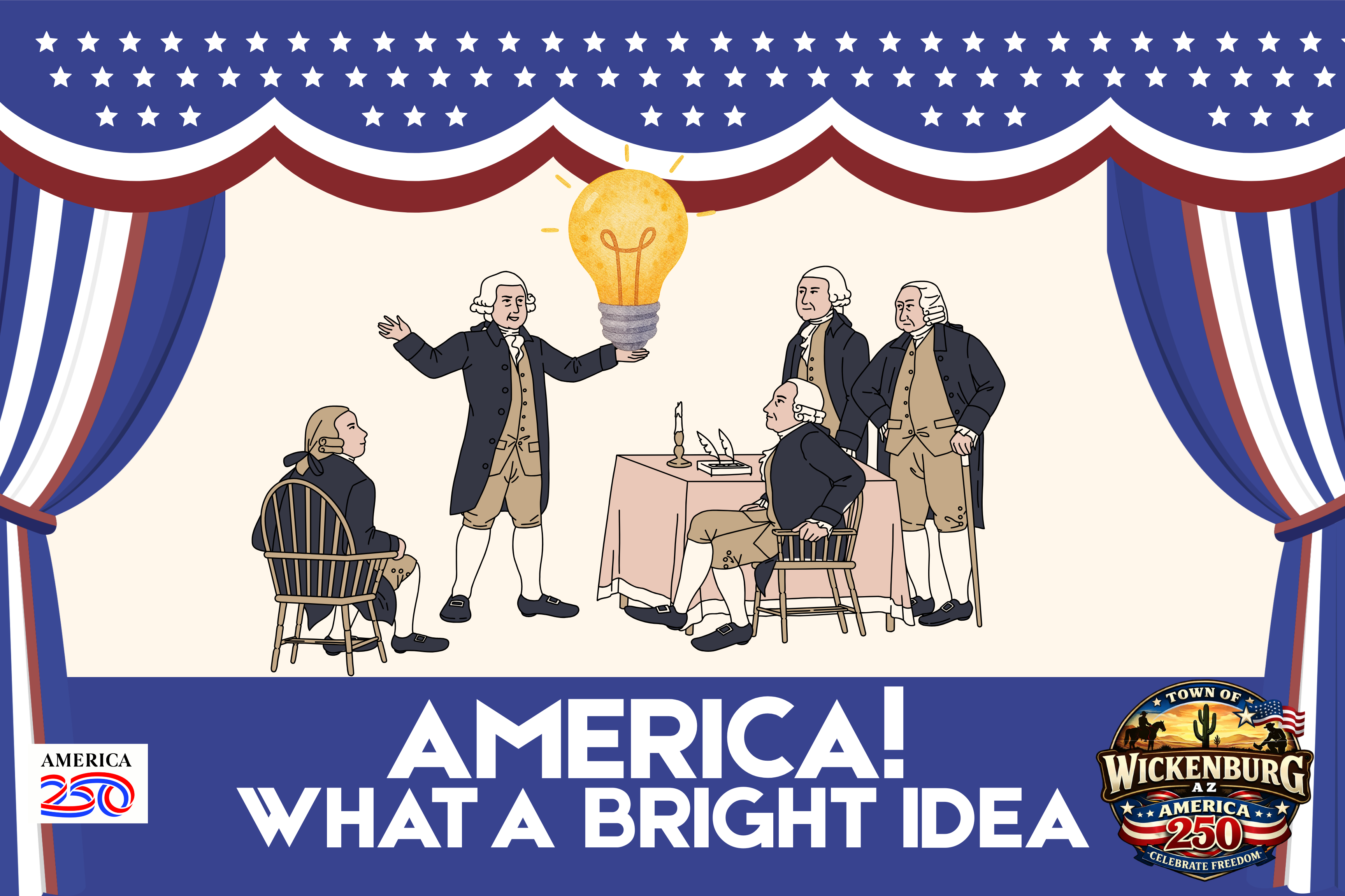American Revolution Presentation in Blue and Red Illustrative Style (36 x 24 in)